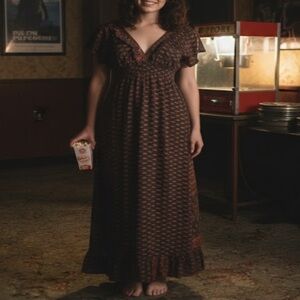 RAGA Brown and Orange Patterned Maxi Dress